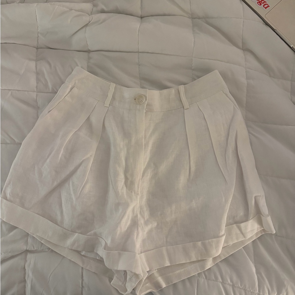 White Linen Shorts